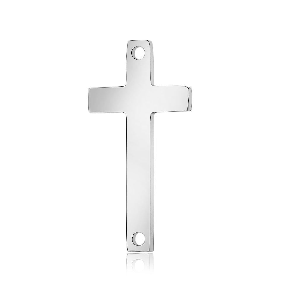 PandaHall 304 Stainless Steel Links, Cross, Stainless Steel Color, 20x10x1mm, Hole: 1mm Stainless Steel Cross