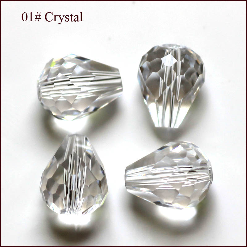 PandaHall Imitation Austrian Crystal Beads, Grade AAA, Faceted, Drop, Clear, 10x12mm, Hole: 0.8~1.1mm Glass Drop Clear