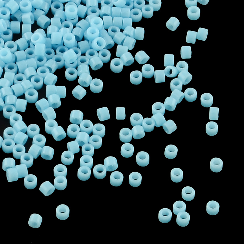 PandaHall MiYuki&reg Delica Beads, Japanese Seed Beads, Glass, Opaque Light Blue, (DB0725), 11/0, Round Hole, 1x1.5mm, Hole: 0.5mm; about...