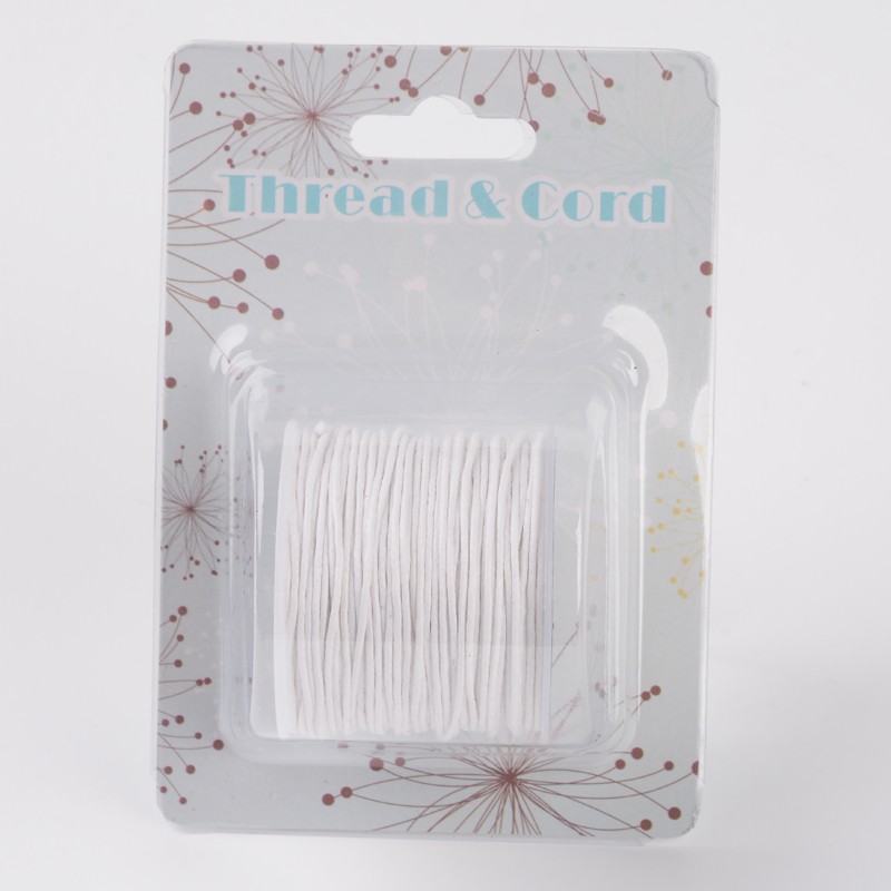 PandaHall White Cotton Waxed Cord String Cord, 1mm; about 25m/roll Waxed Cotton Cord White