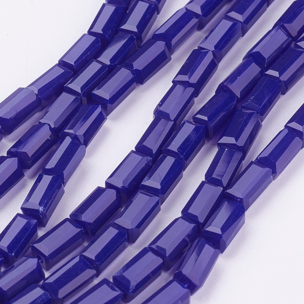 PandaHall Imitation Porcelain Glass Beads Strands, Faceted, Cuboid, MidnightBlue, 7x3x3mm, Hole: 1mm; about 59pcs/strand, 15" Glass Cuboid...