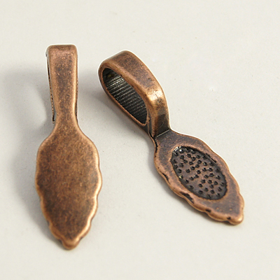 PandaHall Tibetan Silver Glue-on Flat Pad Bails, Red Copper, Lead Free and Cadmium Free and Nickel Free; 26x8x7mm, Hole: 5x8mm Alloy