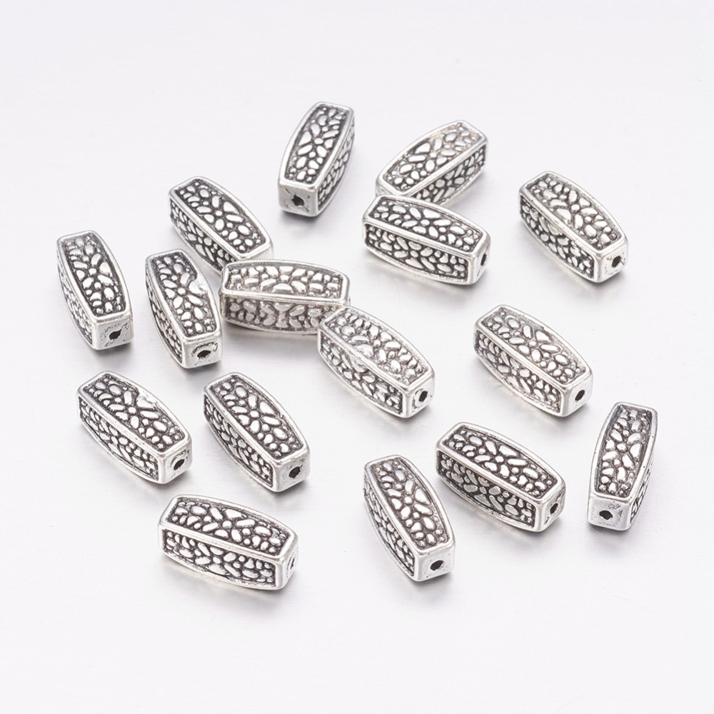 PandaHall Antique Silver Tibetan Silver Cuboid Beads, Lead Free & Cadmium Free, about 12mm long, 5mm wide, 5mm thick, hole: 1.5mm Alloy...