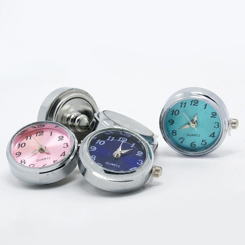 PandaHall Flat Round Snap Alloy Quartz Watch Face Watch Head Components, with Brass Snaps, Lead Free & Nickel Free & Cadmium Free, Mixed...