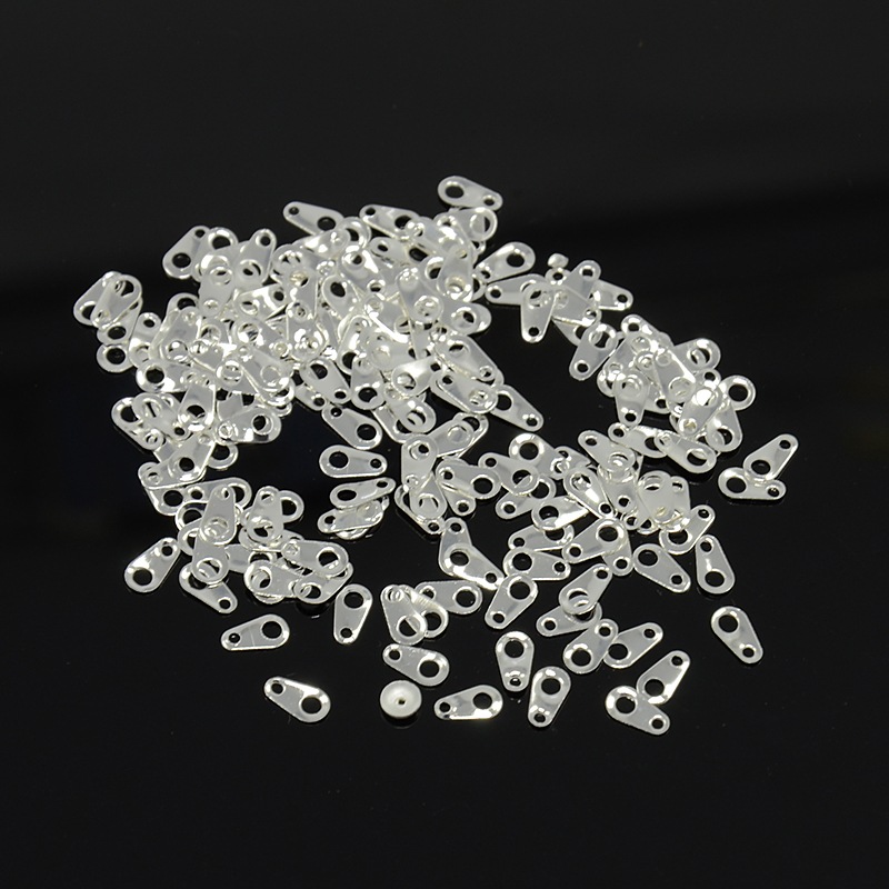 PandaHall Brass Chain Tabs, Silver Color, about 3mm wide, 6mm long, hole: 1mm Brass