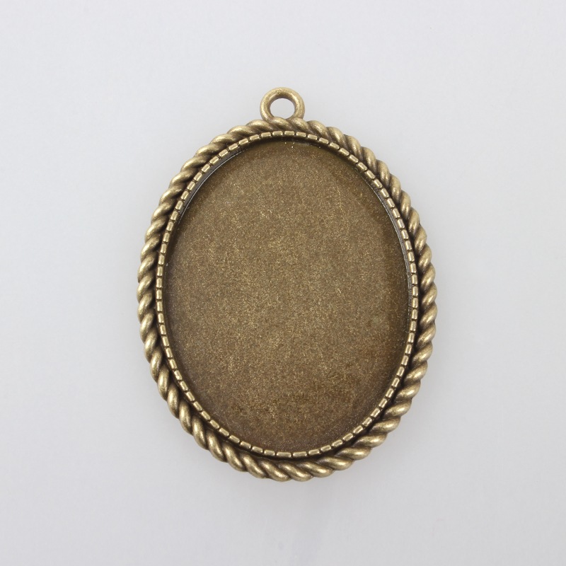 PandaHall Vintage Tibetan Style Alloy Pendant Cabochon Bezel Settings, Nickel Free, Antique Bronze, Oval Tray: 30x40mm; 51x37x2mm, Hole: 3mm...
