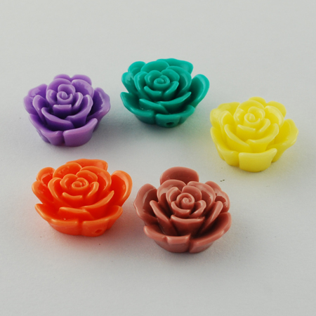 PandaHall Resin Beads, Flower, Mixed Color, 18x8mm, Hole: 1mm Resin Flower Multicolor