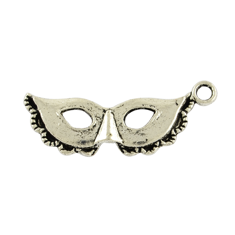 PandaHall Tibetan Style Alloy Pendants, Half Faced Masquerade Mask, Cadmium Free & Nickel Free & Lead Free, Antique Silver, 12x31x2mm, Hole...