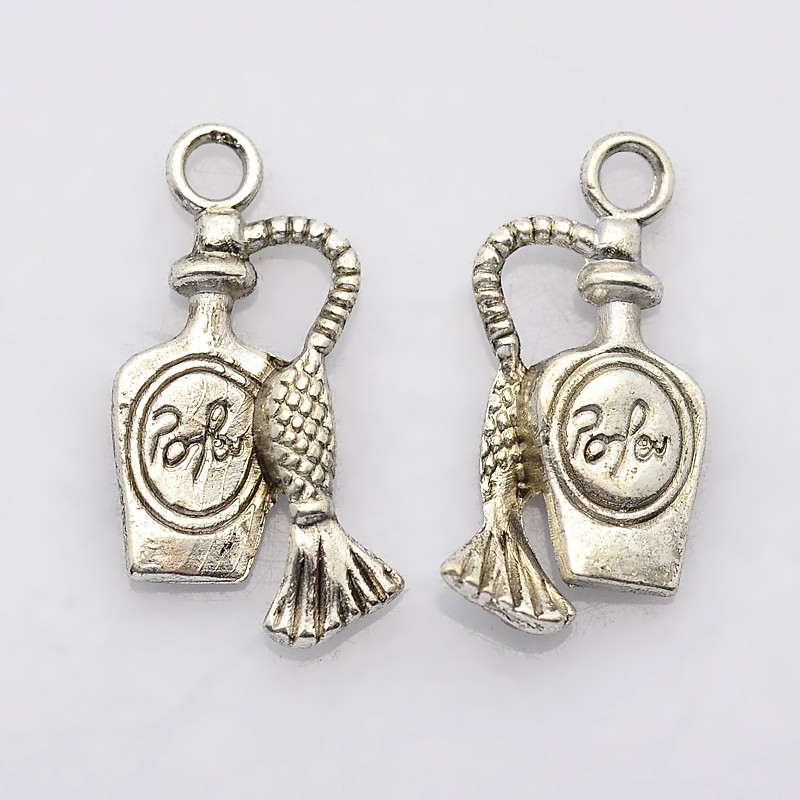 PandaHall Antique Silver Alloy Wine Pot Pendants, Lead Free, Size: about 20mm long, 10mm wide, 4mm thick, hole: 2mm Alloy Tableware