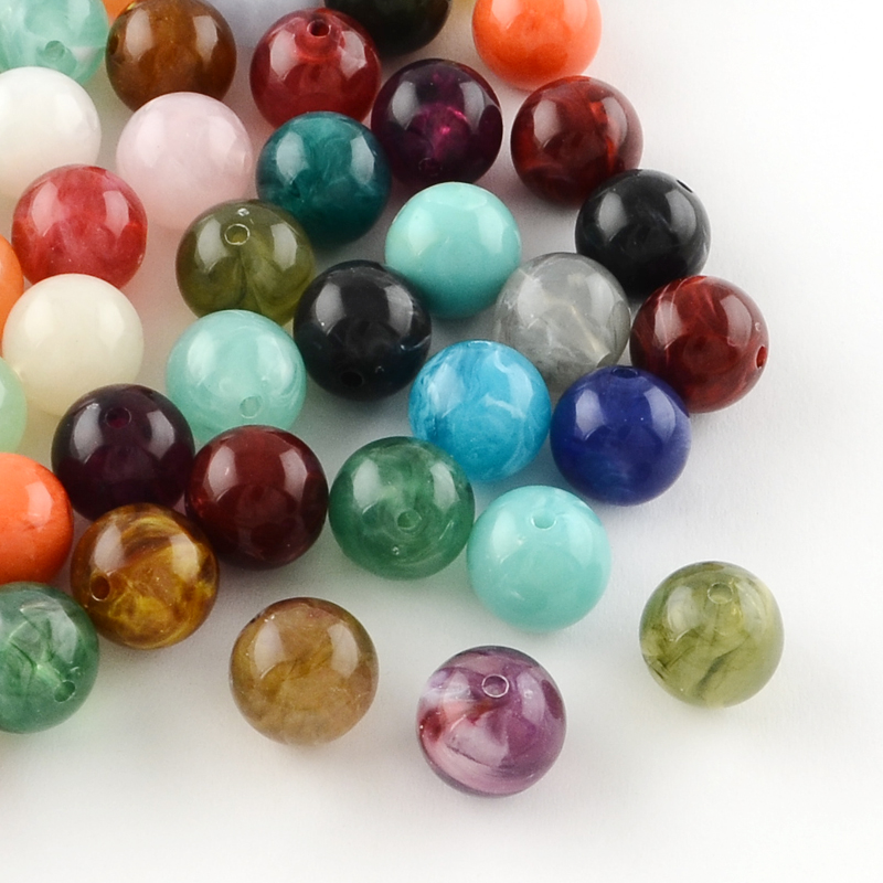 PandaHall Round Imitation Gemstone Acrylic Beads, Mixed Color, 12mm, Hole: 2mm Acrylic Round Multicolor