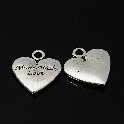 PandaHall Tibetan Style Pendants, Lead Free & Cadmium Free & Nickel Free, Heart(Make with Love), Antique Silver Color, about 20mm long...