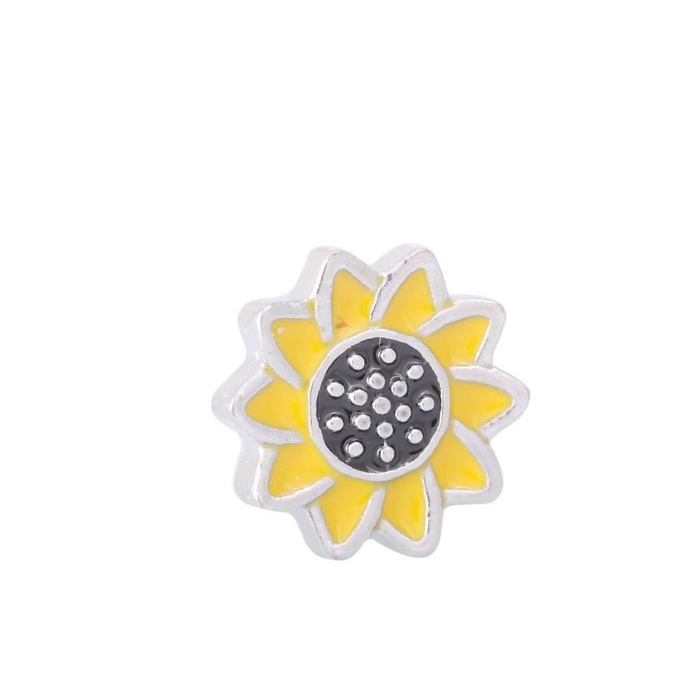 PandaHall Alloy Enamel Cabochons, Floating Locket Charms, Flower, Yellow, 8.8x8.8x2mm Alloy Flower Yellow