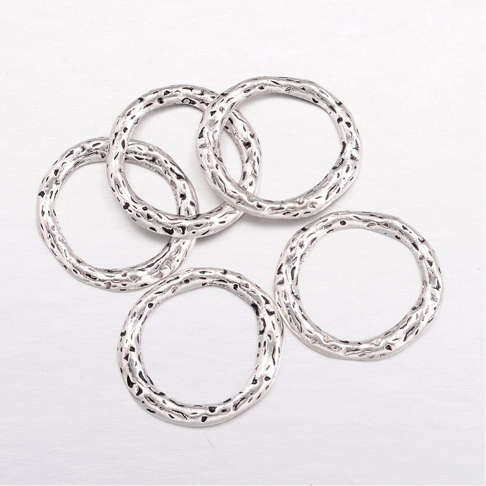 PandaHall Alloy Linking Rings, Circle Frames, Lead Free and Cadmium Free, Antique Silver, 23x2mm, Hole: 16mm Alloy Ring