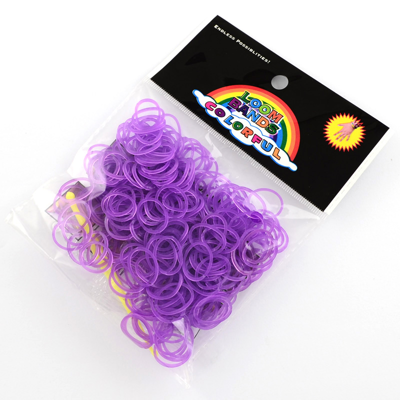 PandaHall Fluorescent Neon Color Rubber Loom Bands Refills with Accessories, DarkViolet, 110x100x22mm Rubber Purple