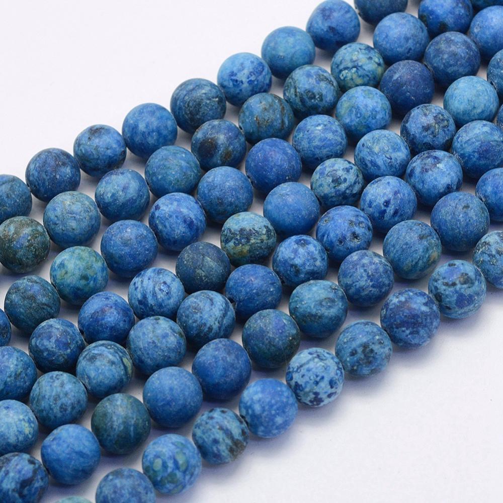PandaHall Natural Crazy Agate Beads Strands, Round, Dyed & Heated, Frosted, AliceBlue, 8~8.5mm, Hole: 1mm; about 47pcs/strand, 14.9''(38cm)...