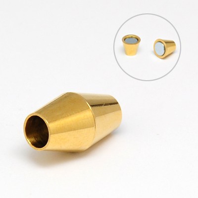 PandaHall 304 Stainless Steel Magnetic Clasps, Bicone, Golden, 16x9.5mm, Hole: 5mm Stainless Steel Bicone