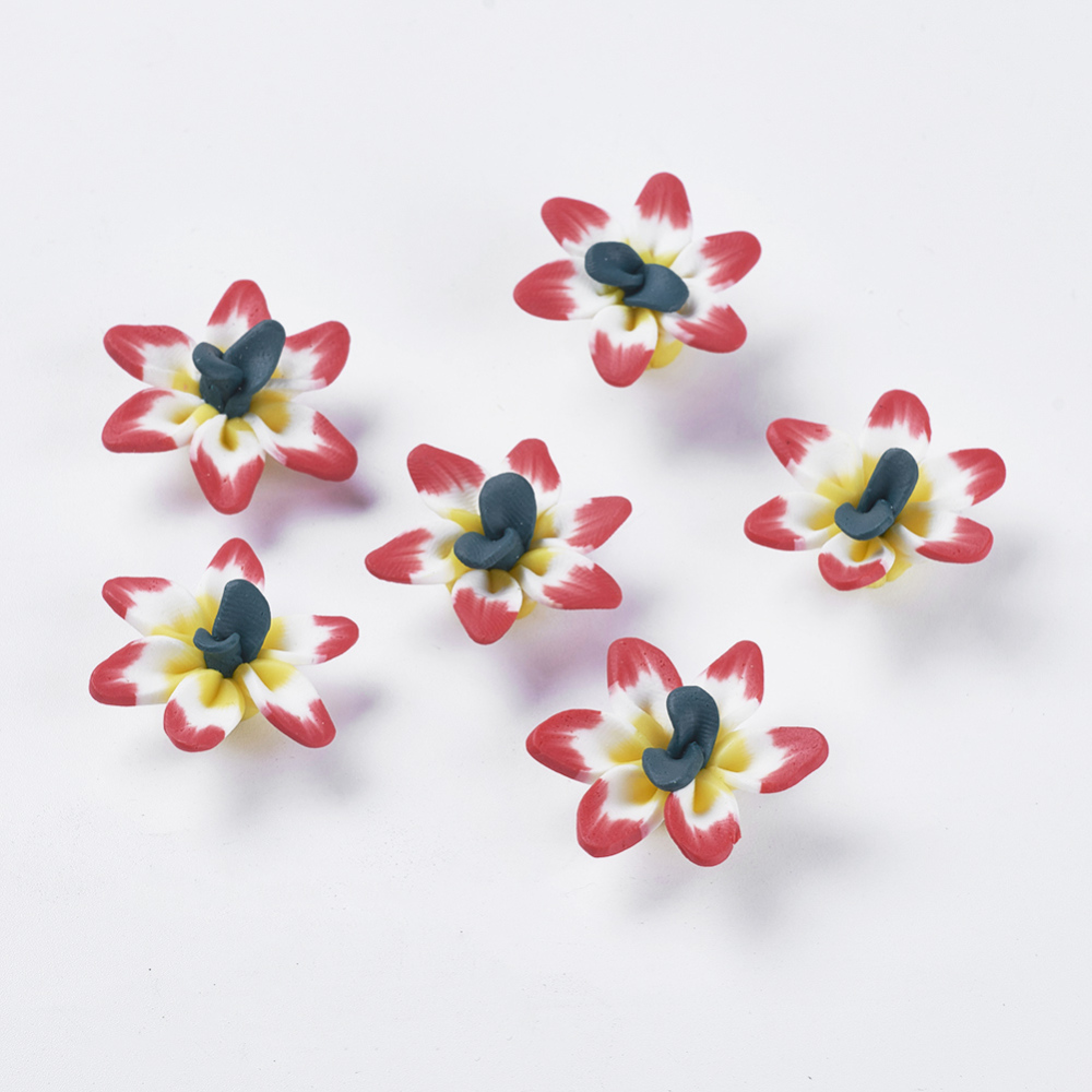 PandaHall Handmade Polymer Clay Beads, for Mother's Day, Flower, Colorful, Size: about 26mm in diameter, 9mm thick, hole: 2mm Polymer Clay...