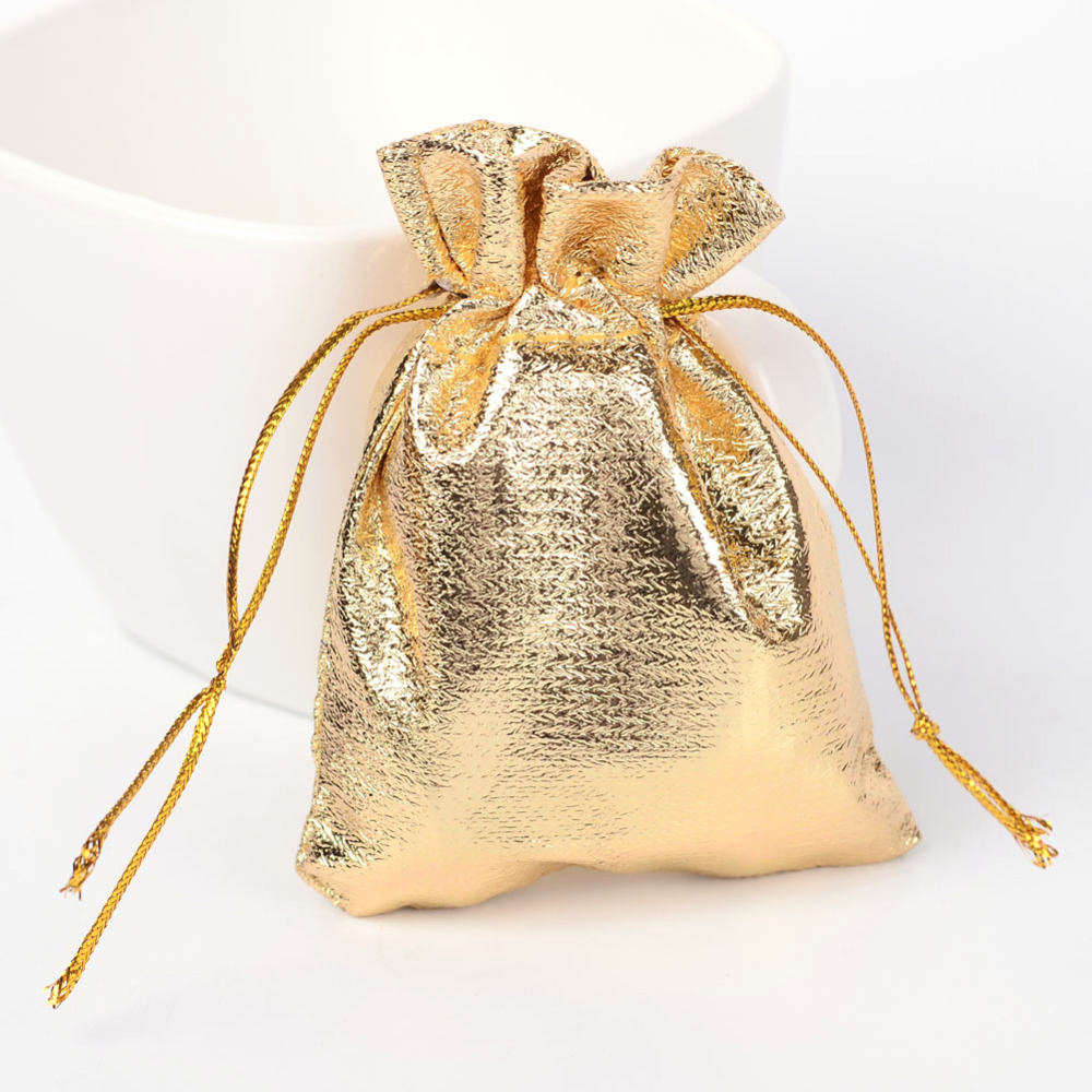 PandaHall Rectangle Organza Bags, Gold, 9x7cm Organza Rectangle Gold