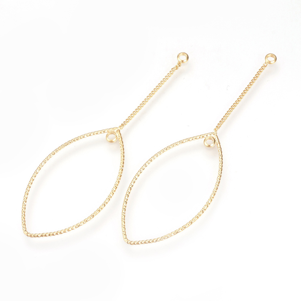 PandaHall Brass Big Pendants, Real Gold Plated, Horse Eye, Golden, 61mm, Hole: 1.5mm Brass Horse Eye