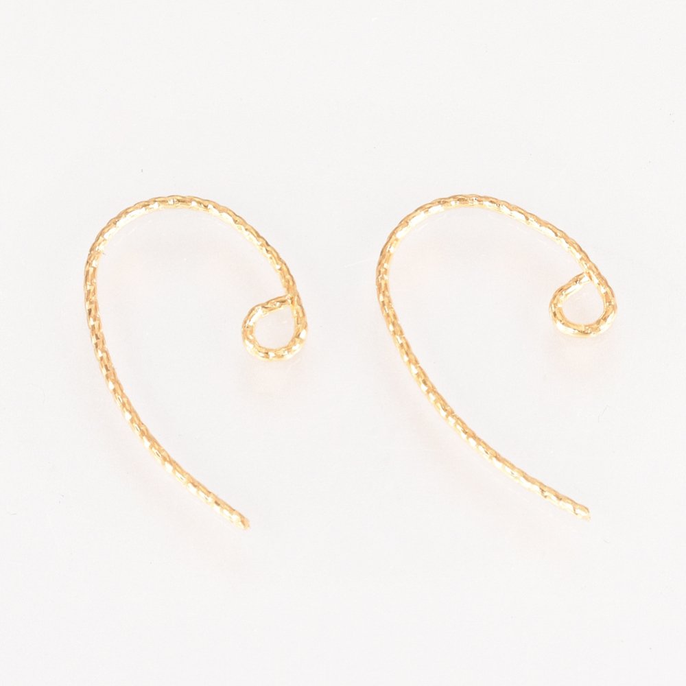 PandaHall Brass Earring Hooks, Real Gold Plated, 21x12x1mm, Hole: 2mm Brass