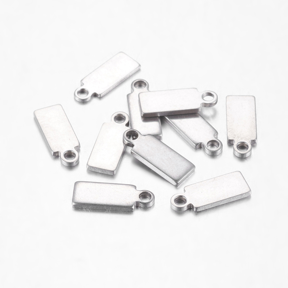 PandaHall 10PCS Original Color Blank Stamping Tag Charms 304 Stainless Steel Rectangle Pendants, 11x4x0.6mm, Hole: 1.5mm Stainless Steel...