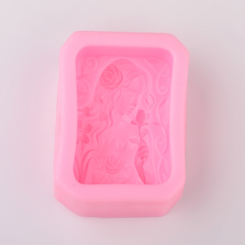 PandaHall Girl Design DIY Silicone Molds, Random Single Color or Random Mixed Color, 83x62x32mm Silicone Multicolor