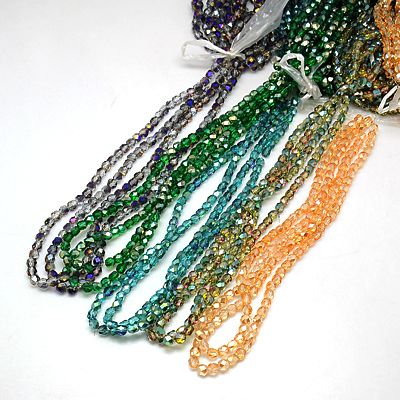 PandaHall Electroplate Glass Beads Strands, Half Plated, Faceted, Cube, Mixed Color, 6x6x6mm, Hole: 1mm; about 71pcs/strand, 16.5" Cube...