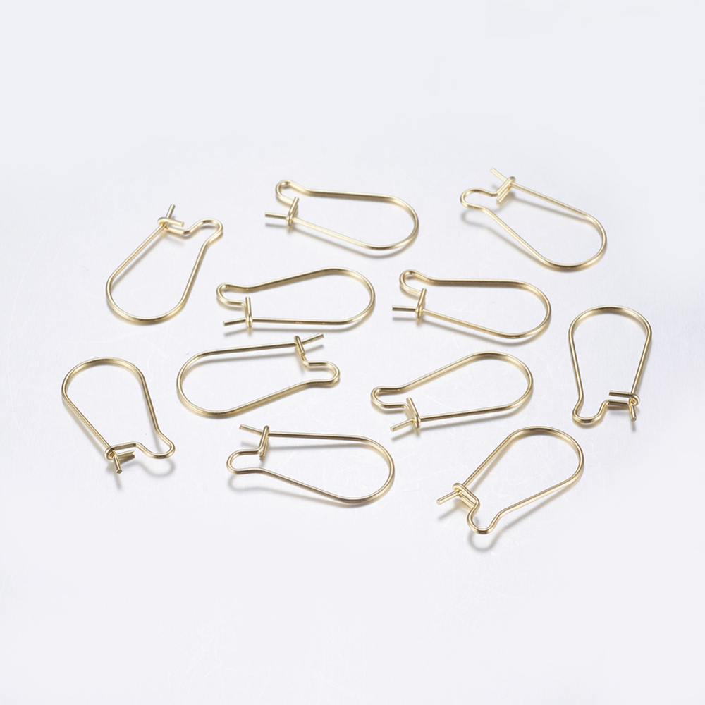 PandaHall 304 Stainless Steel Hoop Earrings, Golden, 20x10.5x2.5mm; Pin: 0.8mm Stainless Steel