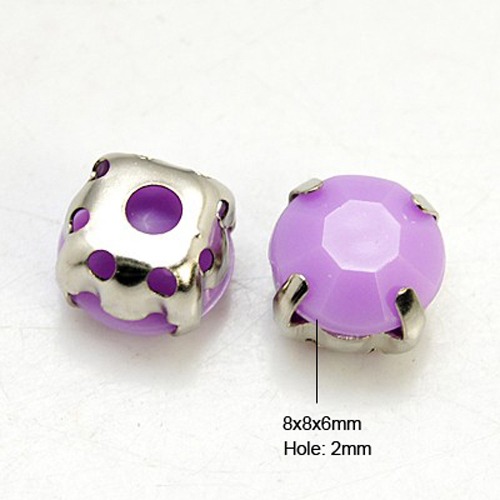 PandaHall Sew on Rhinestone, Acrylic Rhinestone, with Brass Prong Settings, Garments Accessories, MediumOrchid, Platinum Metal Color, 8x6mm...
