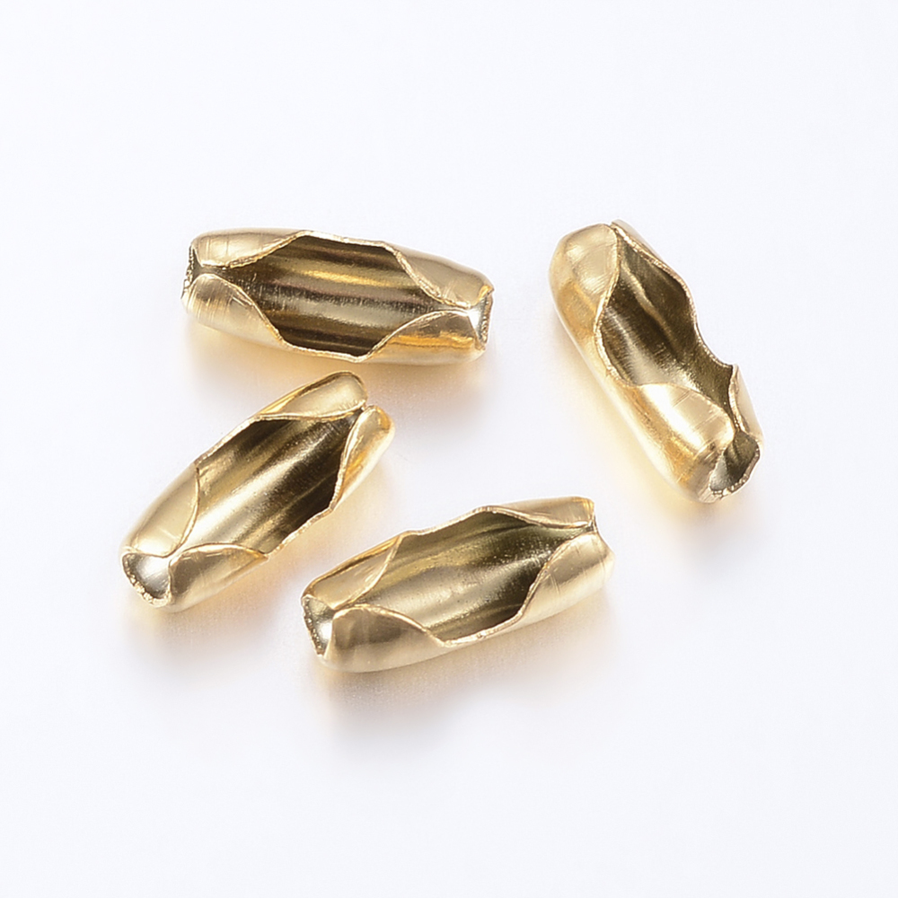 PandaHall 304 Stainless Steel Ball Chain Connectors, Golden, 9x3.5mm, Hole: 2mm; Inner diameter: 2.5mm Stainless Steel