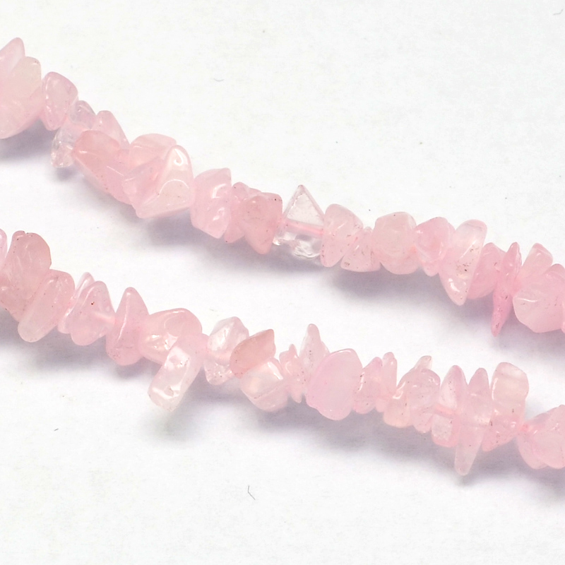 PandaHall Natural Rose Quartz Stone Bead Strands, Chip, 3~9x3~6x1~4mm, Hole: 1mm; about 350pcs/strand, 34.6" Rose Quartz Chip