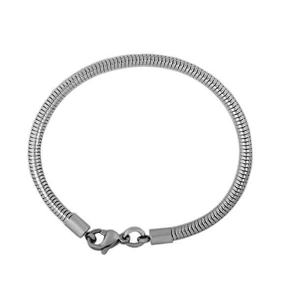 PandaHall 316 Stainless Steel Snake Chain Bracelets, with Lobster Claw Clasps, Stainless Steel Color, 7-1/8"(180mm); 3.2mm Stainless Steel