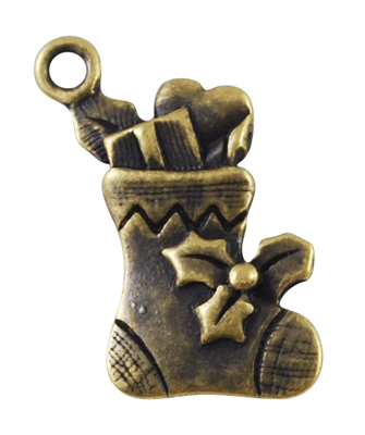 PandaHall 20PCS Antique Bronze Christmas Sock Tibetan Style Alloy Pendants, Lead Free & Nickel Free, 21x13x3mm, Hole: 2mm Alloy Sock