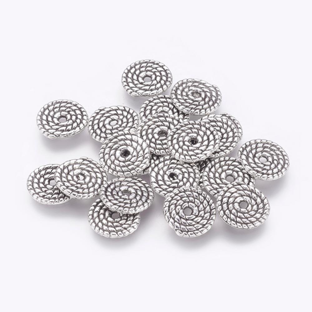 PandaHall Tibetan Style Spacer Beads, Lead Free & Cadmium Free, Disc, Antique Silver, 10x1.2mm, Hole: 2mm Alloy Disc