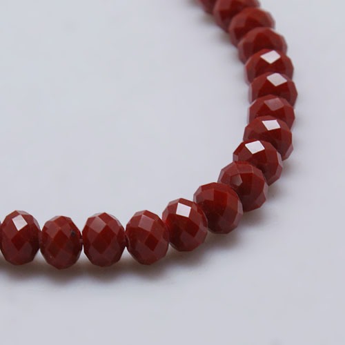 PandaHall Opaque Solid Color Faceted Glass Beads Strands, Rondelle, DarkRed, 4x3mm, Hole: 1mm; about 149pcs/strand, 18.1" Glass Rondelle Red