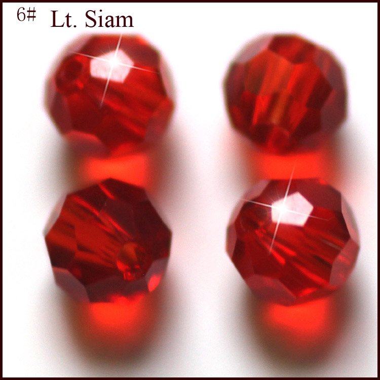 PandaHall Imitation Austrian Crystal Beads, Grade AAA, Faceted, Round, Red, 10mm, Hole: 1mm Glass Round Red