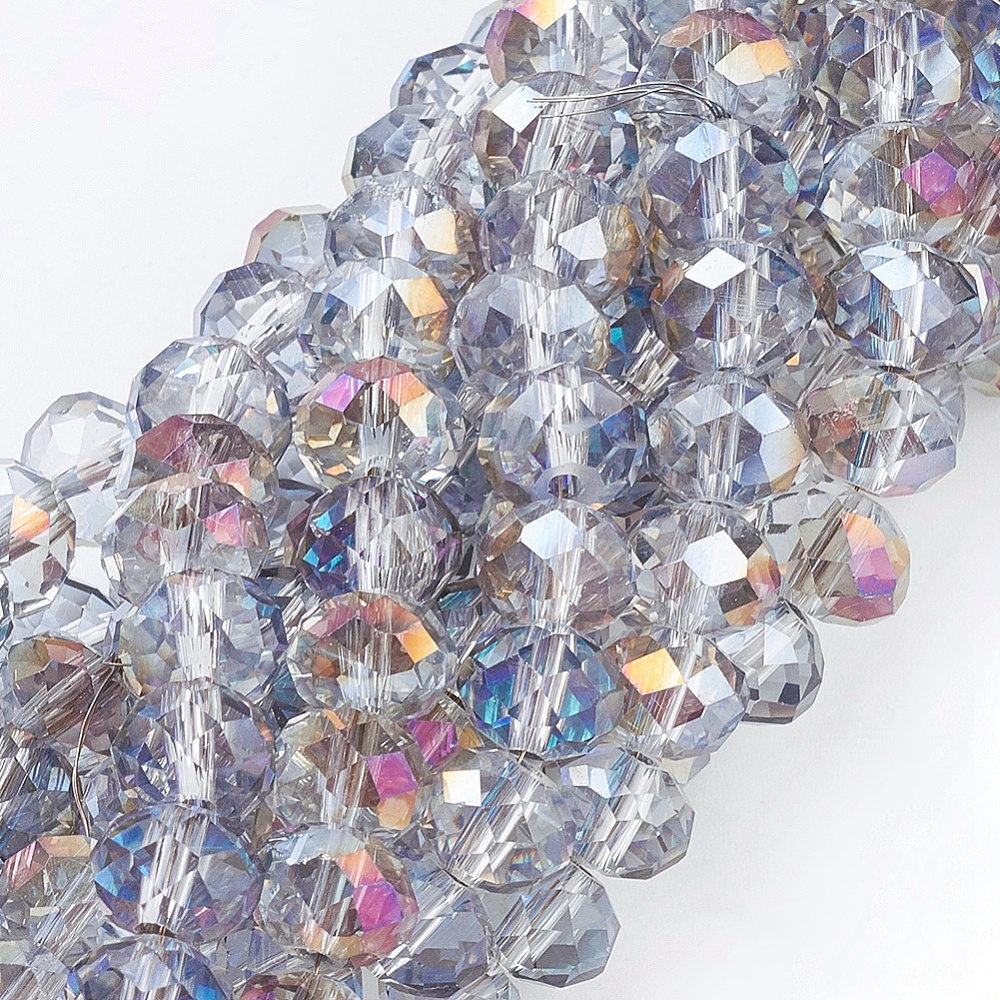 PandaHall Electroplate Glass Faceted Rondelle Beads Strands, Half Plated, Purple, 8x5mm, Hole: 1mm; about 72pcs/strand, 16.5" Glass Rondelle...