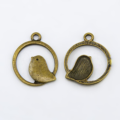PandaHall Zinc Alloy Pendants, Lead Free and Cadmium Free, Bird, Antique Bronze Color, Size: about 25mm long, 21mm wide, 2mm thick, hole...