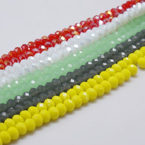 PandaHall Electroplate Glass Bead Strands, Faceted, Rondelle, Mixed Color, 6x4mm, Hole: 1mm; about 101pcs/strand, 18.5" Glass Rondelle...