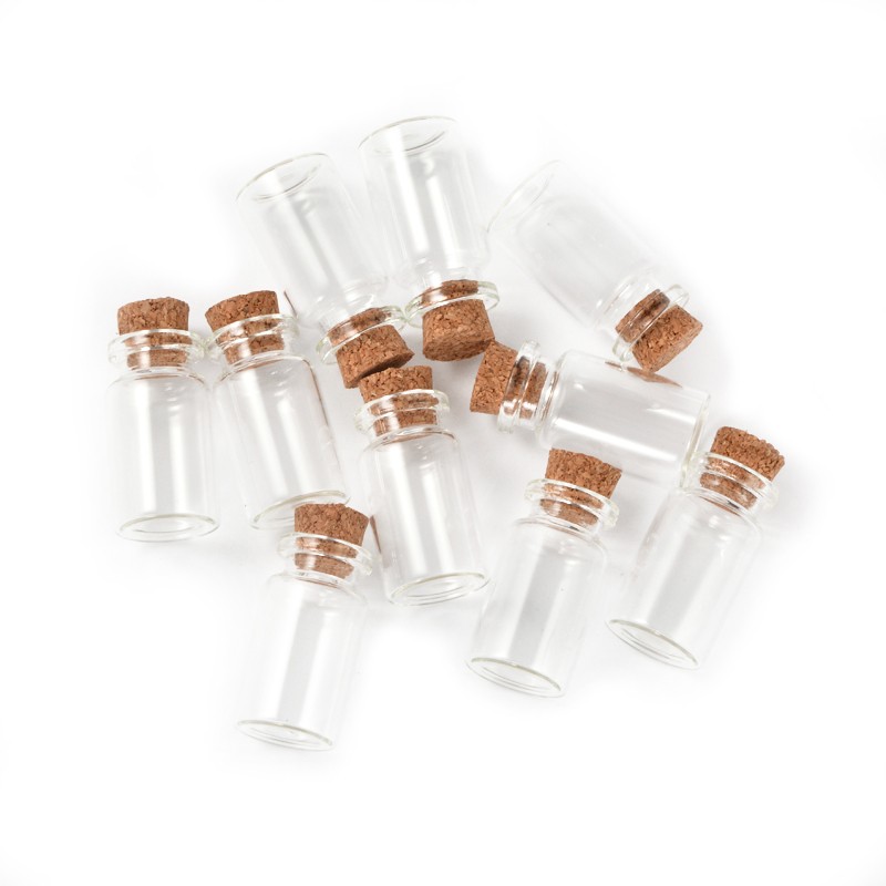 PandaHall Glass Jar Bead Containers, with Tampions, Clear, 16x28mm Glass Bottle Clear