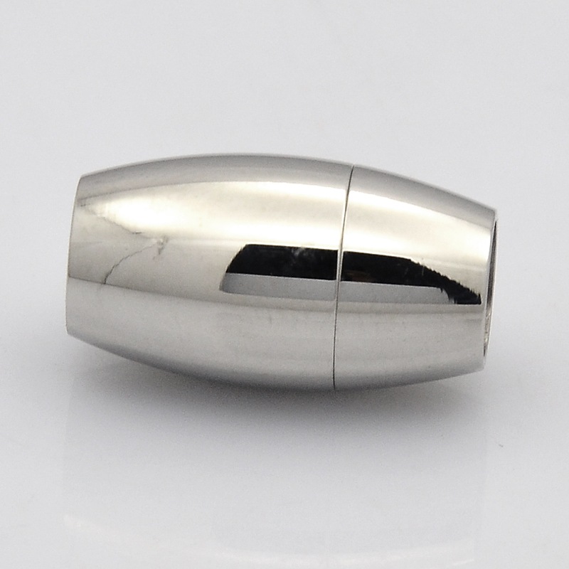 PandaHall Oval 304 Stainless Steel Magnetic Clasps, Stainless Steel Color, 17x10mm, Hole: 5mm Stainless Steel Oval