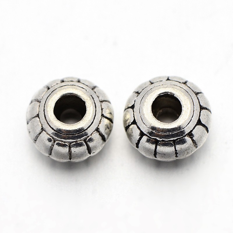 PandaHall Tibetan Silver Beads, Lead Free and Cadmium Free, Barrel, Antique Silver Color, about 6mm long, 6mm wide, 4.5mm thick, hole: 1.5mm...