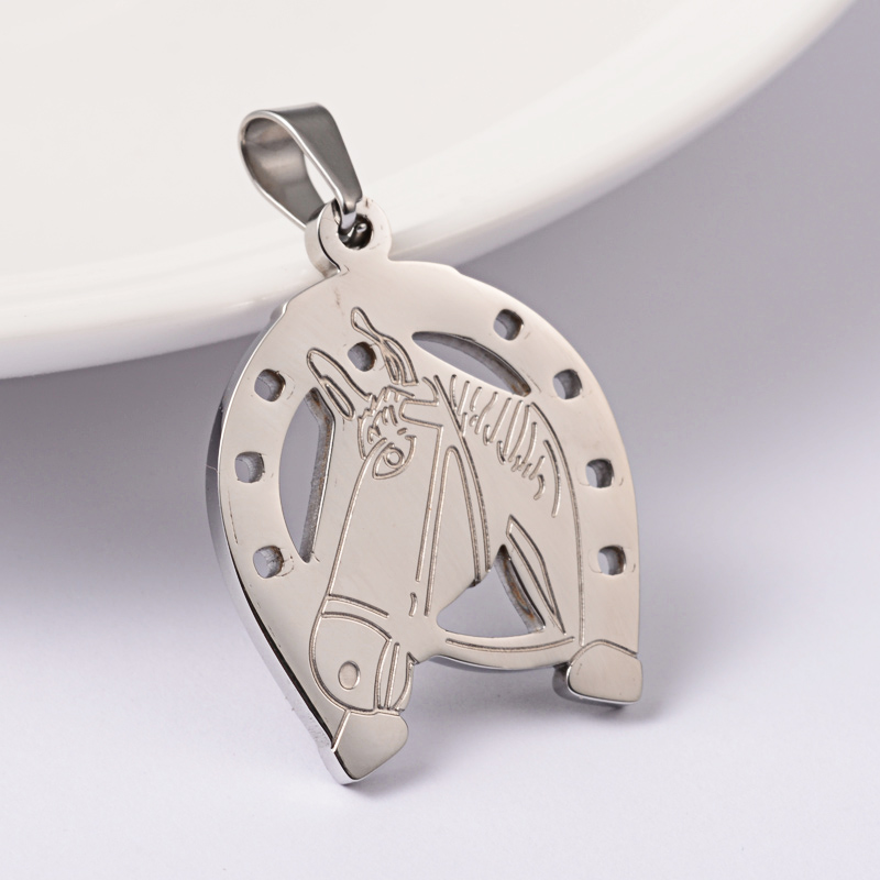 PandaHall Horse 304 Stainless Steel Pendants, Stainless Steel Color, 27x21x2mm, Hole: 6x4mm Stainless Steel Horse