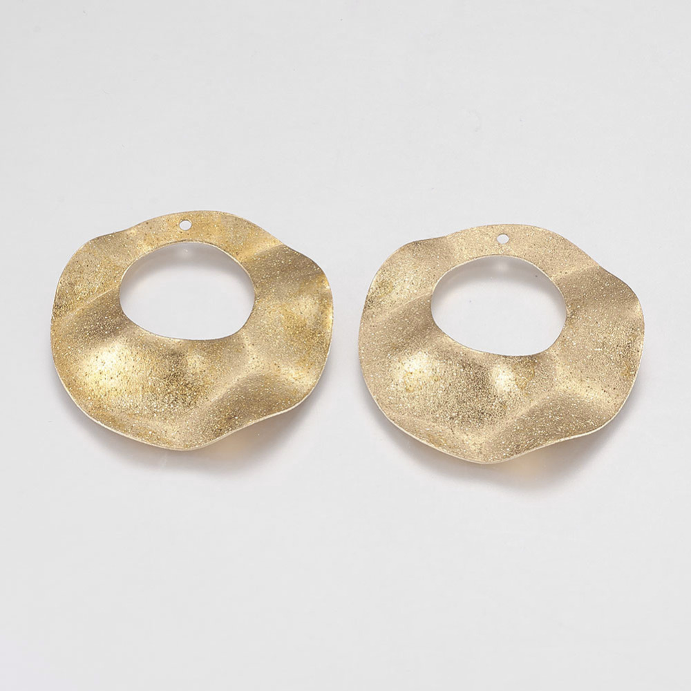 PandaHall Brass Pendants, Stardust, Flat Round, Golden, 33x4mm, Hole: 1mm Brass Flat Round