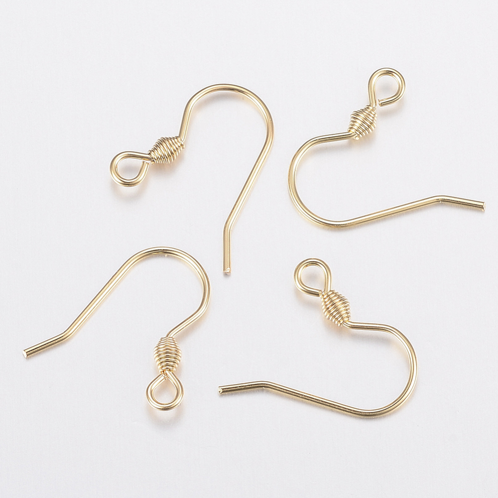 PandaHall 304 Stainless Steel Earring Hooks, Golden, 15x16x2.4mm, Hole: 2mm; Pin: 0.8mm Stainless Steel