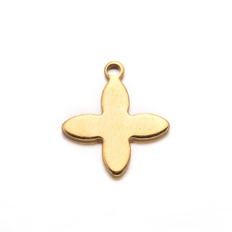 PandaHall Cross 304 Stainless Steel Charms, Golden, 13.5x11.5x1mm, Hole: 1mm Stainless Steel Cross