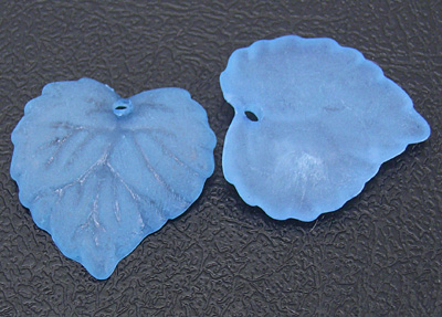 PandaHall Transparent Acrylic Pendants, Frosted, Leaf, SkyBlue, Dyed, about 16mm long, 15mm wide, 2mm thick, hole: 1.2mm Acrylic Leaf Blue