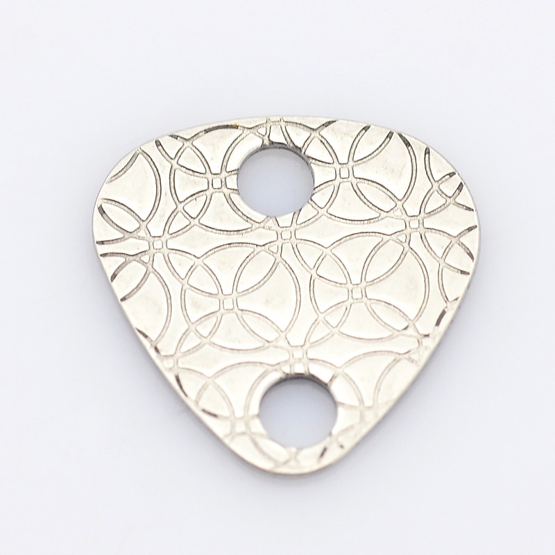 PandaHall 304 Stainless Steel Slice Links, Triangle with Interlaced Circle Design, Stainless Steel Color, 15x15x1mm, Hole: 3mm Stainless...