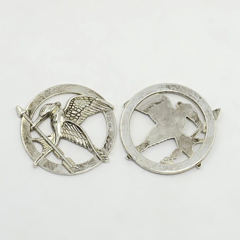 PandaHall Tibetan Alloy Pendants, Bird Pendant for Hunger Games Necklaces, Antique Silver, 35x38x2mm Alloy Bird