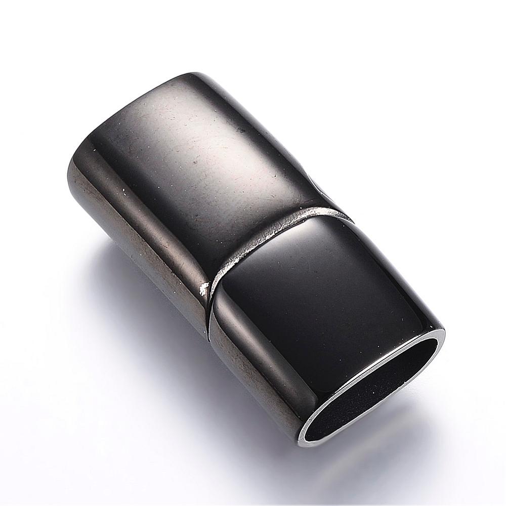 PandaHall 304 Stainless Steel Magnetic Clasps, Rectangle, Gunmetal, 28.5x14x8.5mm, Hole: 12x7mm Stainless Steel Rectangle